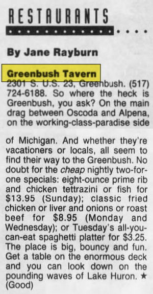 Greenbush Tavern - Aug 1991 Article (newer photo)